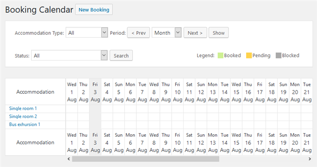 motopress bookings calendar