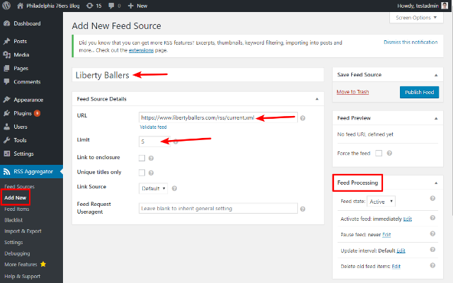 add new RSS feed