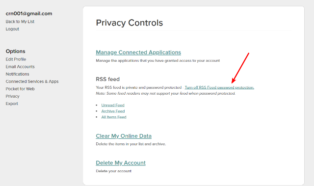 Make Pocket RSS feed public