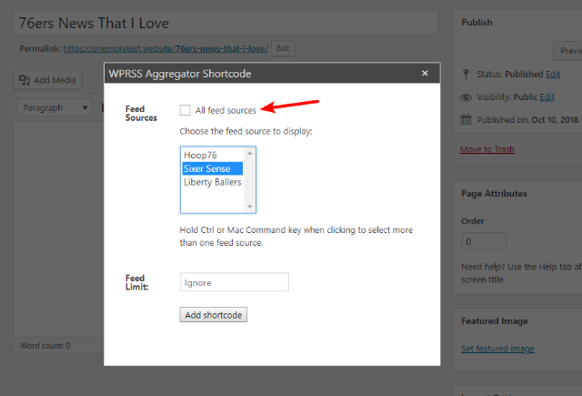 Configure shortcode