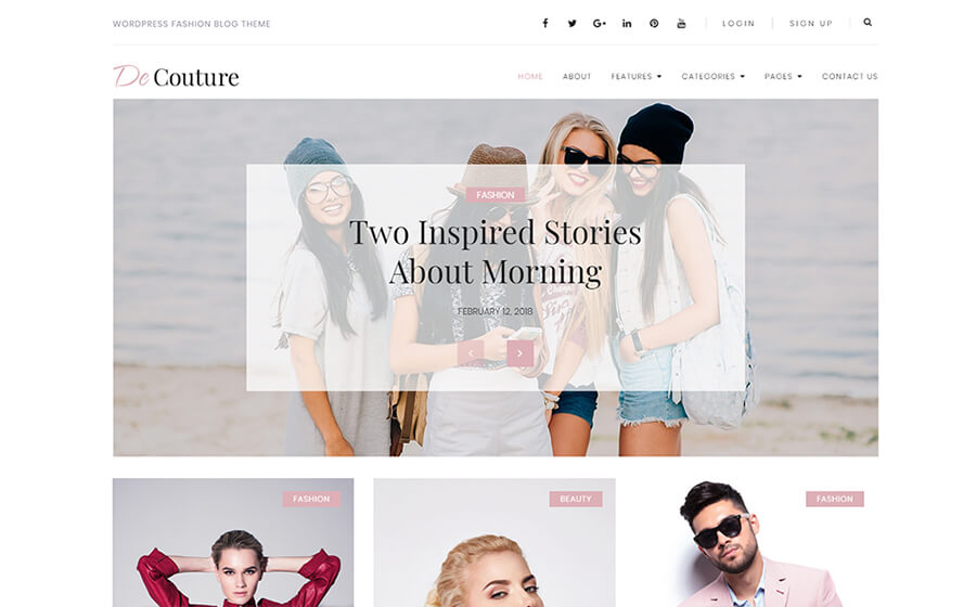 The De Couture Elementor theme.