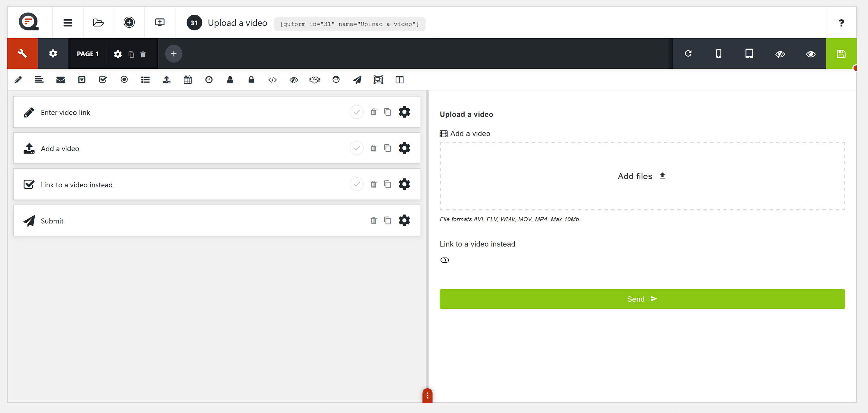 Uploading a file to a Quform form.