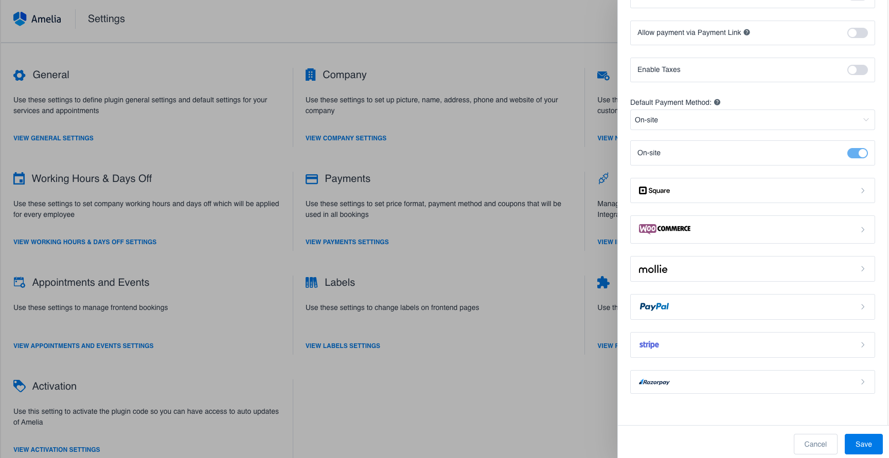 Payment Settings