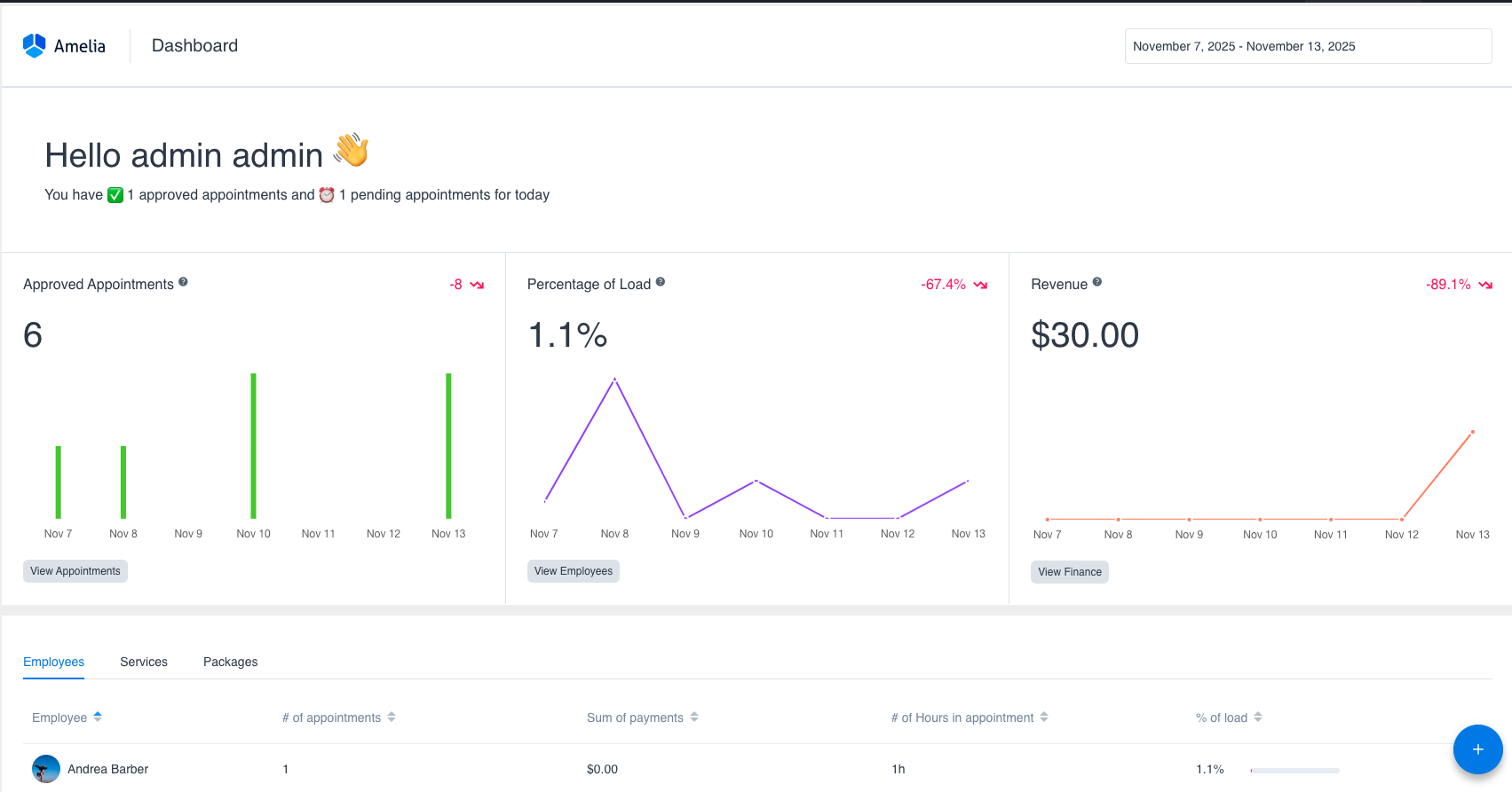Amelia Dashboard