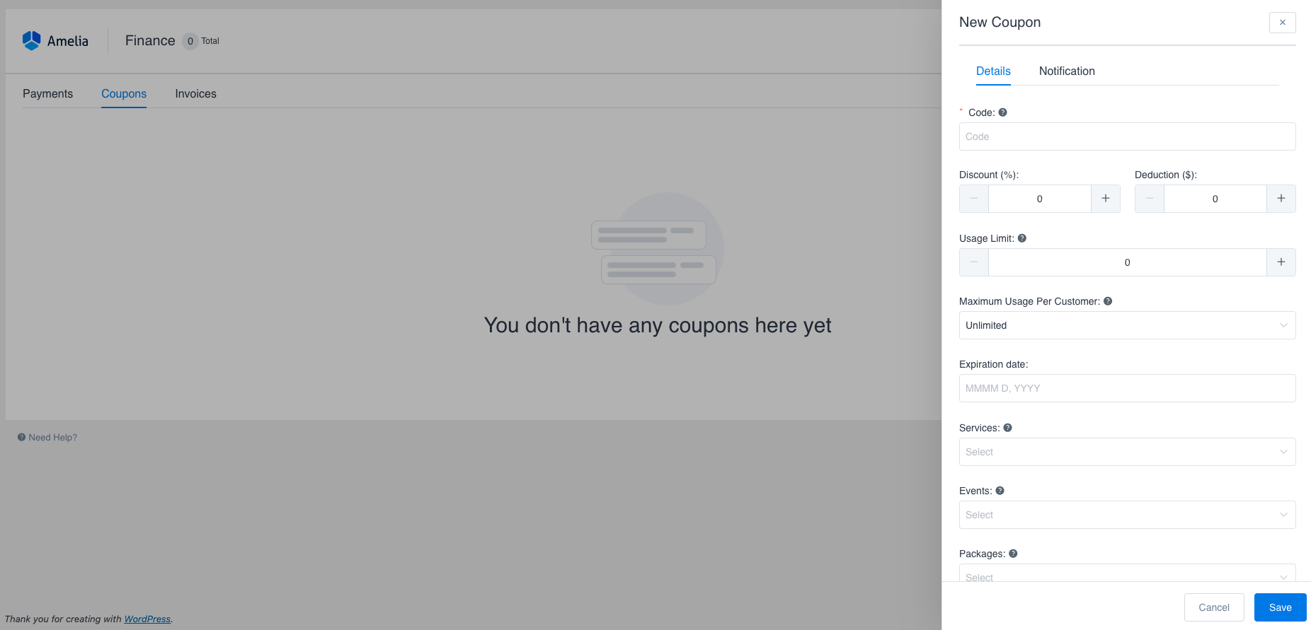 You don't have coupons yet