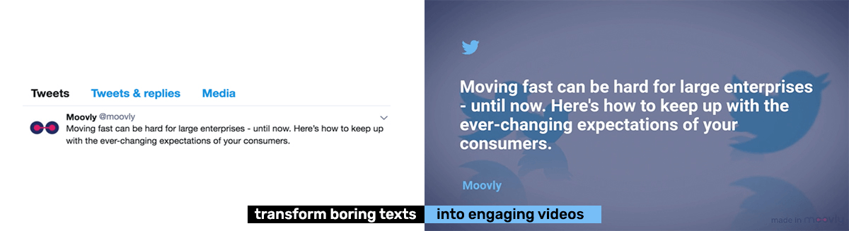 An example of a Moovly video created from a Twitter feed.
