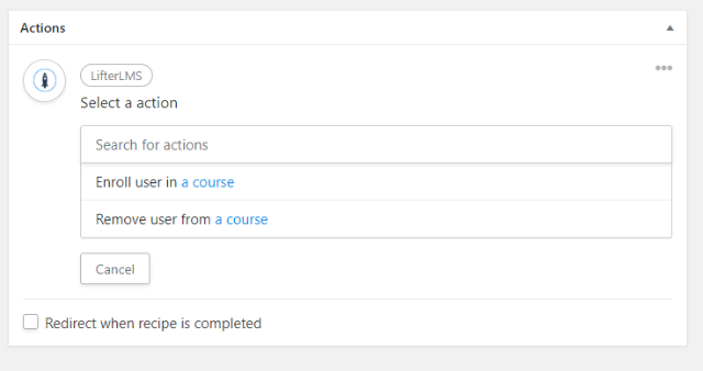 Configure action