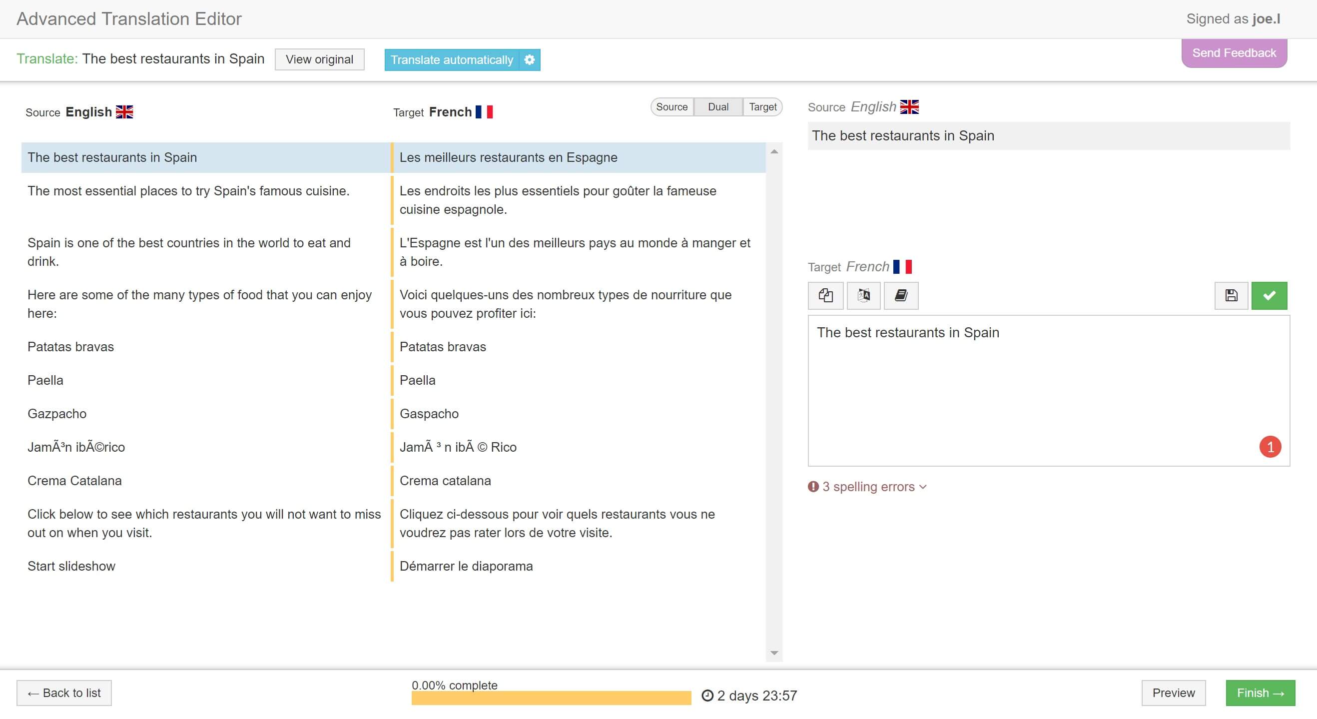 Original and translated versions of a WordPress page.
