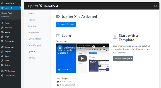 jupiter x control panel