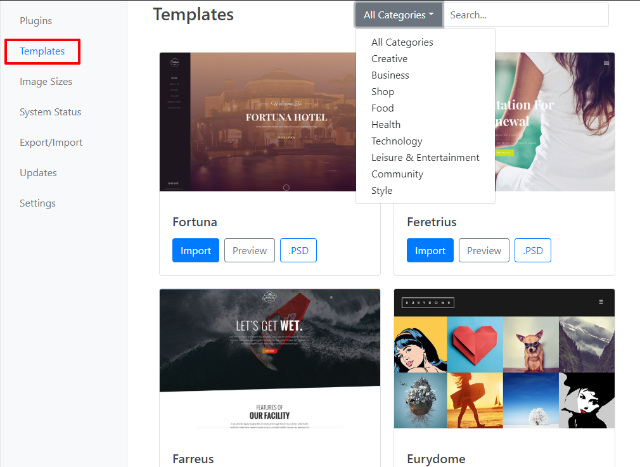 import templates