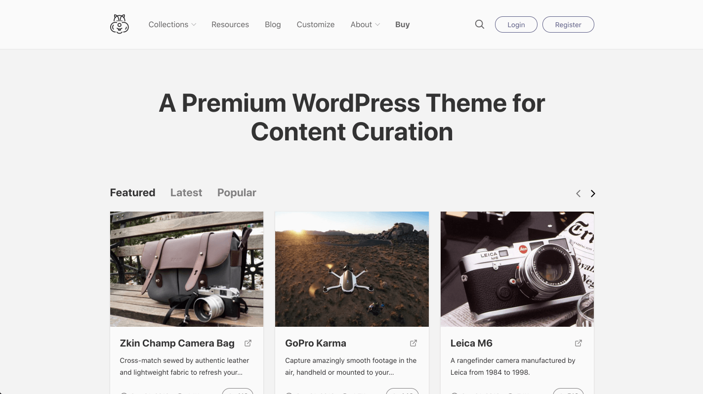 Chipmunk content curation theme