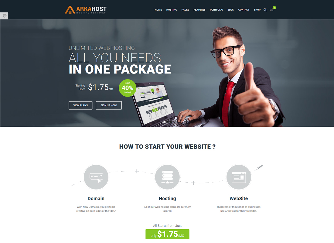 Arka Host | WHMCS Hosting, Shop & Corporate WordPress Theme