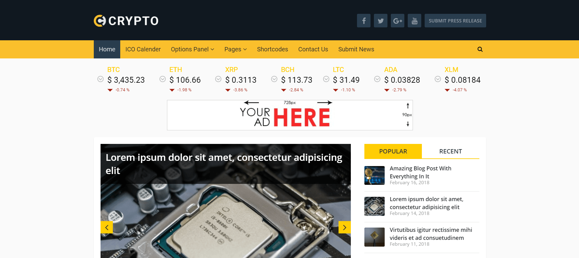 The Crypto WordPress theme.