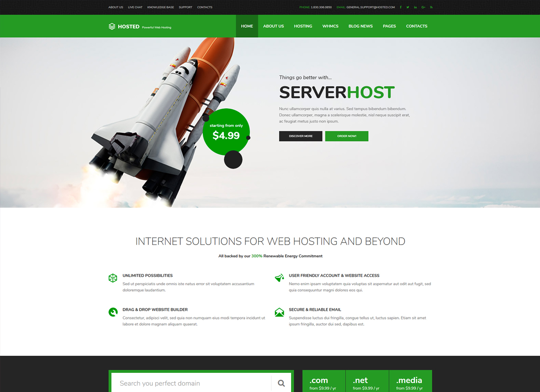 Hosted | Hosting WordPress Theme + WHMCS