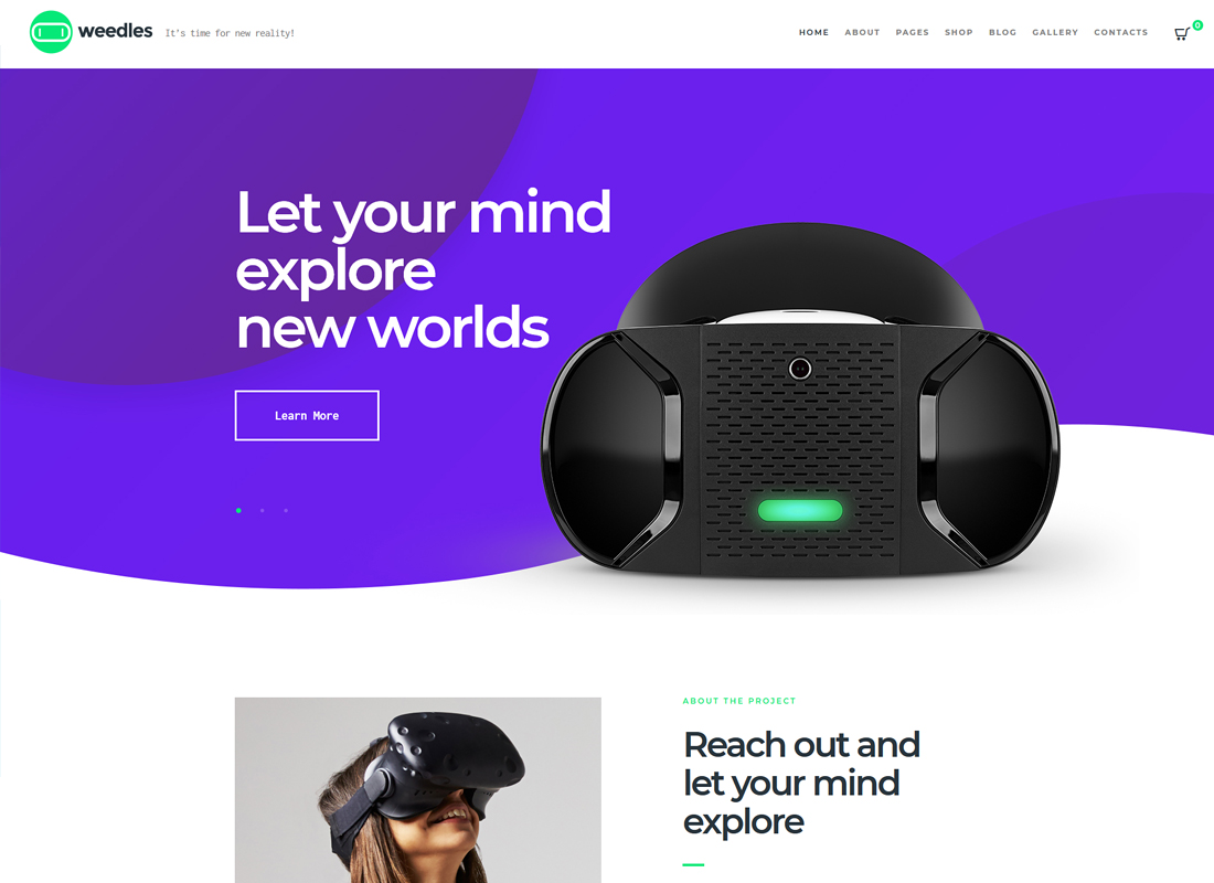 Weedles | Virtual Reality Landing Page & Store WordPress Theme