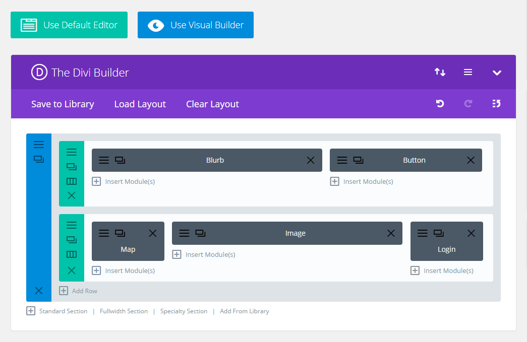 A layout in Divi.
