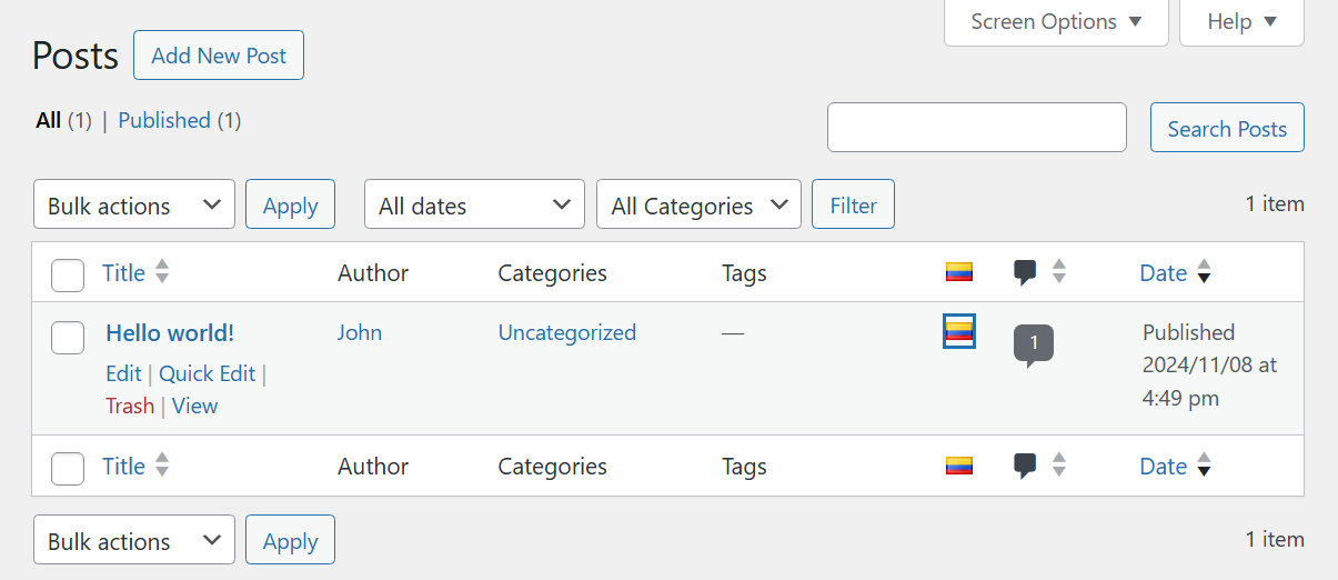Edit a translation using Polylang within WordPress.