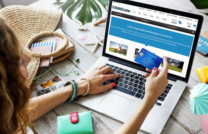 A woman shopping online.
