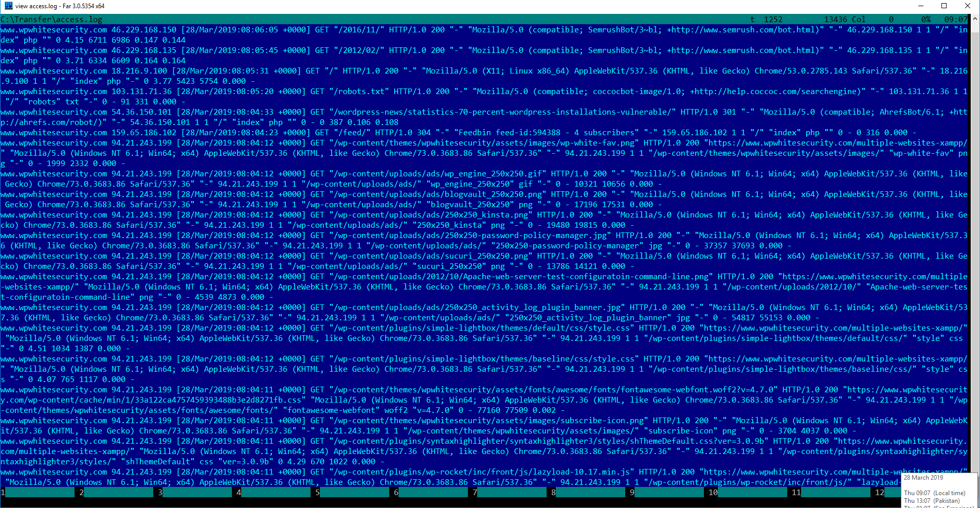 Web server access logs