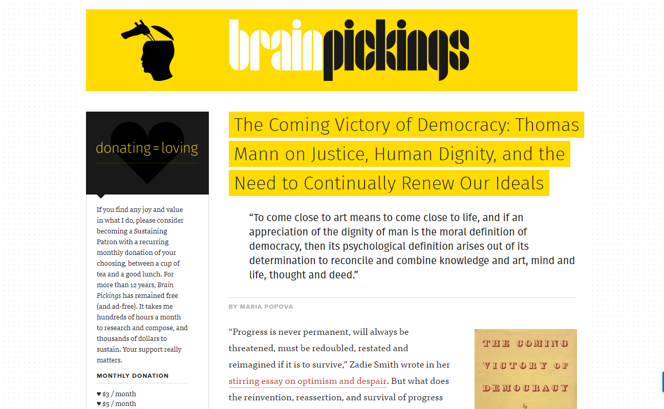 The Brain Pickings website.