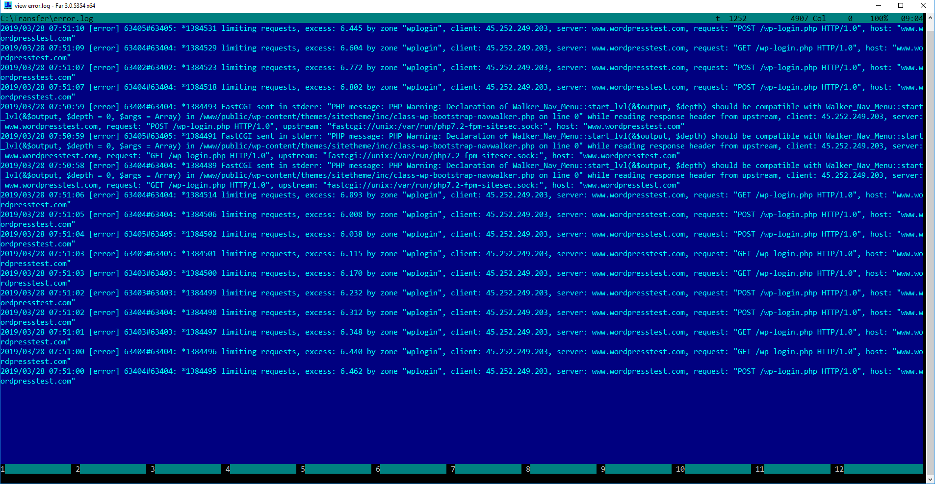 Web server error log file