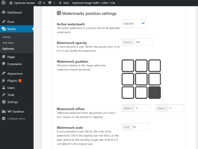 Watermark options