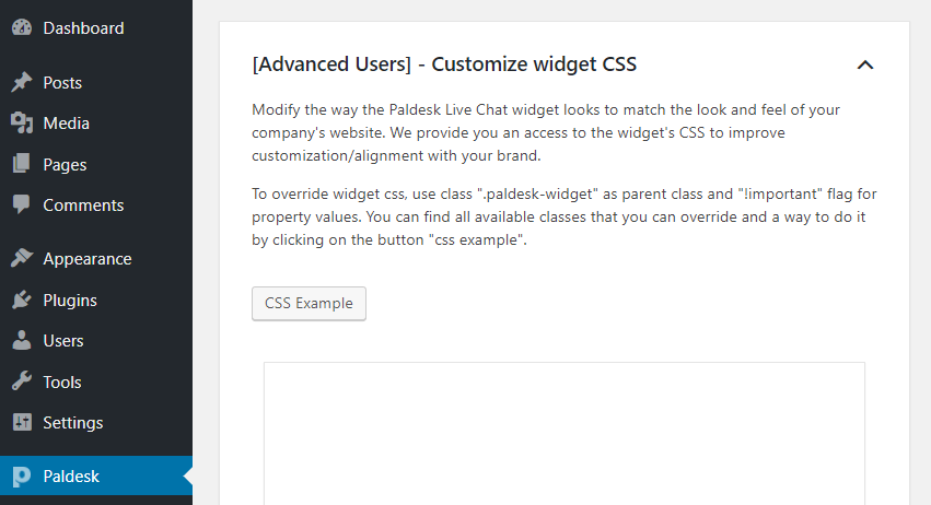 Customizing the Paldesk widget with CSS.