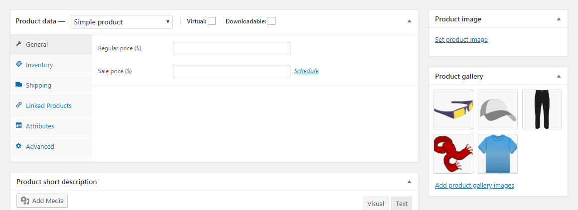 Adding an image gallery in WooCommerce.