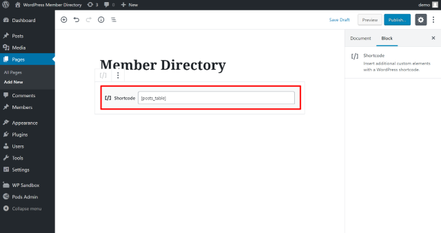 Add Posts Table Pro shortcode