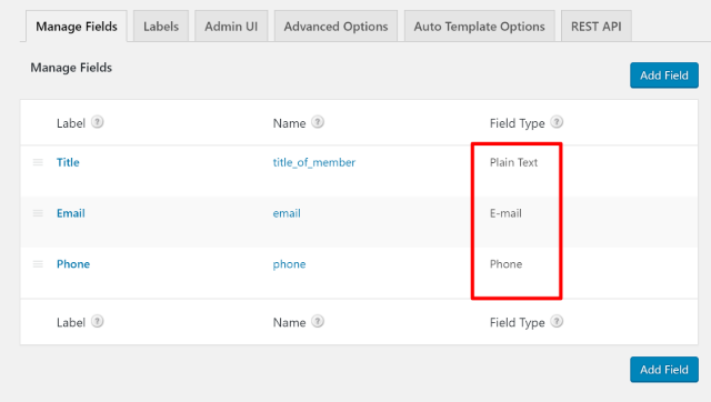 Custom fields
