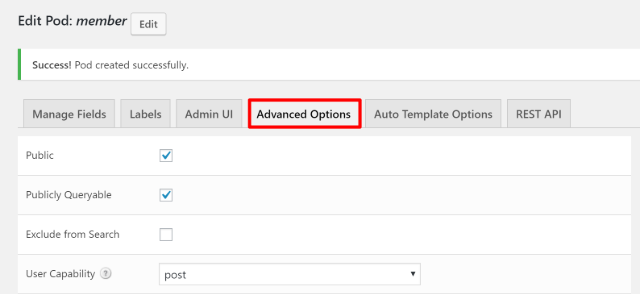 Advanced options