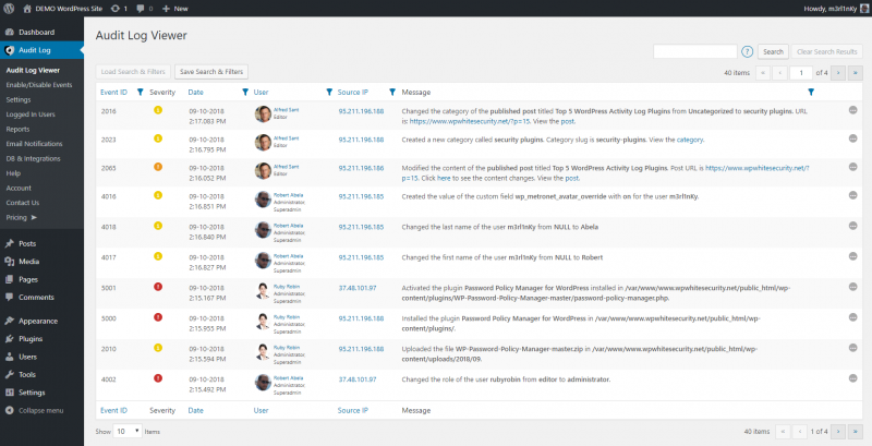 WordPress Audit Trail