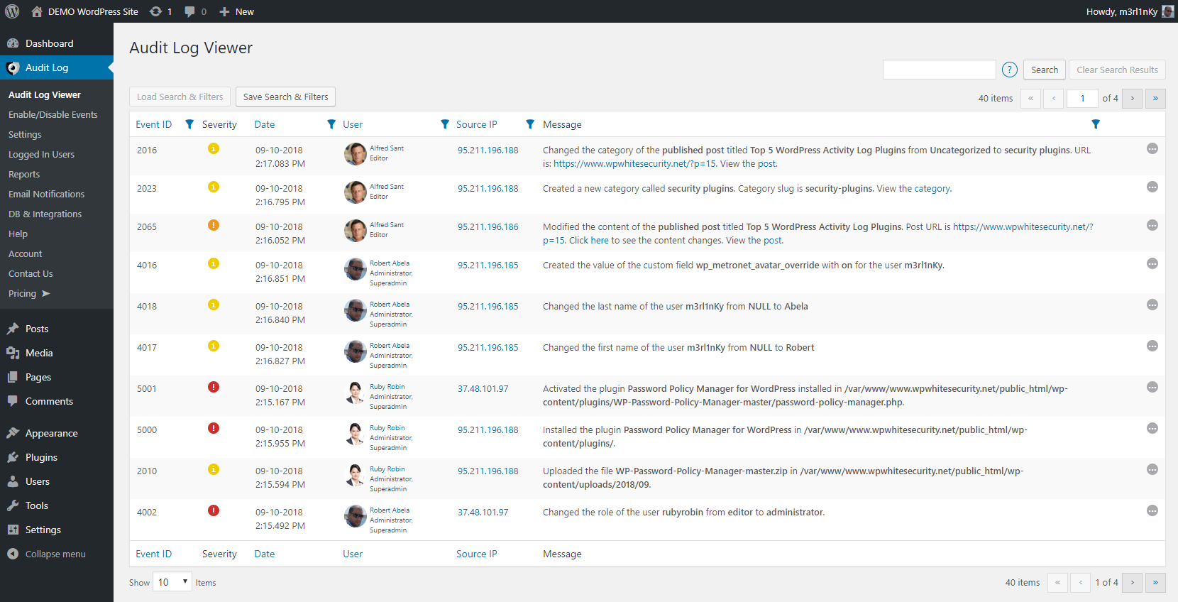 WordPress Audit Trail