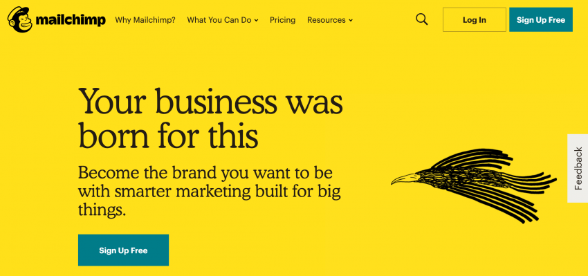 The MailChimp Homepage.