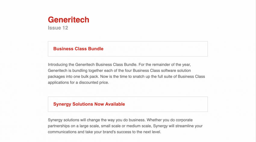 An example of a newsletter theme from MailChimp.