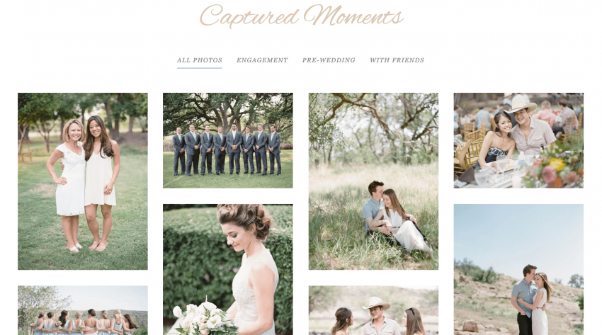 A wedding website photo gallery.