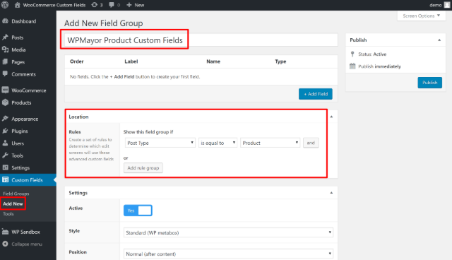 Create a new field group