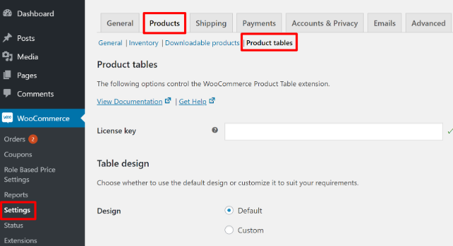 Access WooCommerce product table