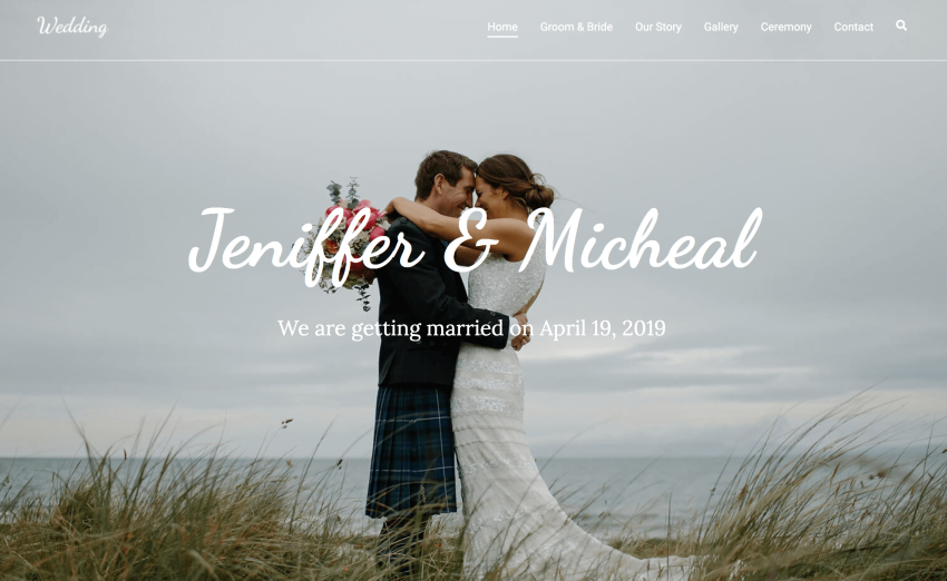 The Zakra theme wedding website demo.