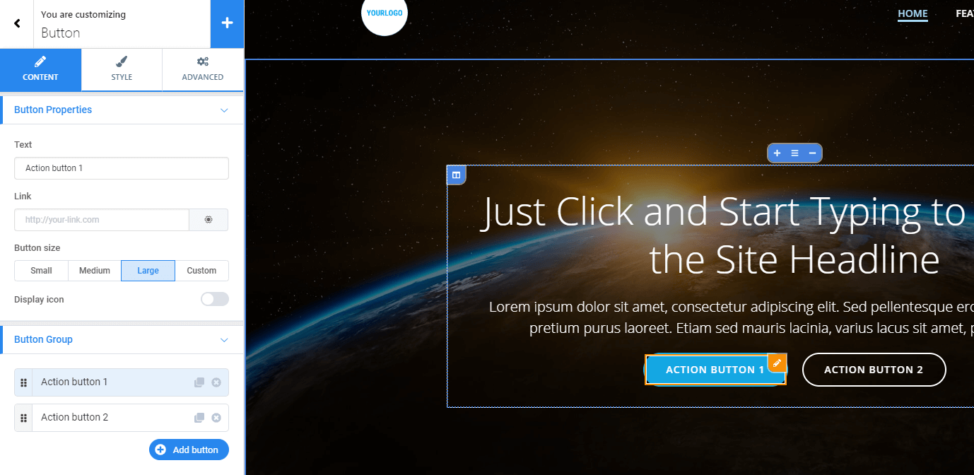 Editing a button in Colibri.