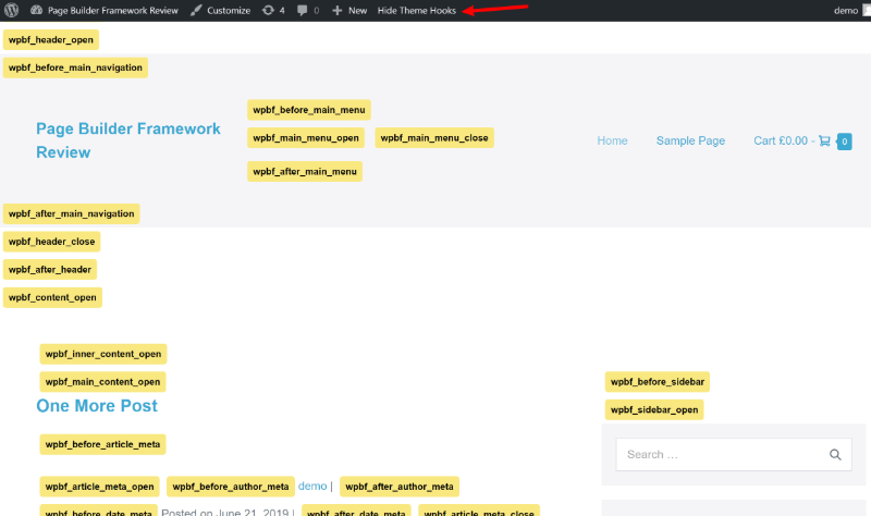 Page Builder Framework hooks
