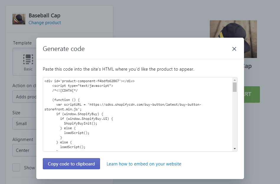 Code for a Shopify button.