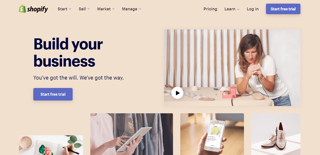 The Shopify website.
