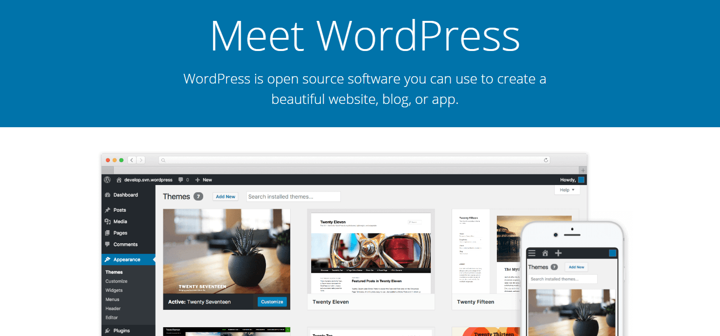 The WordPress website.