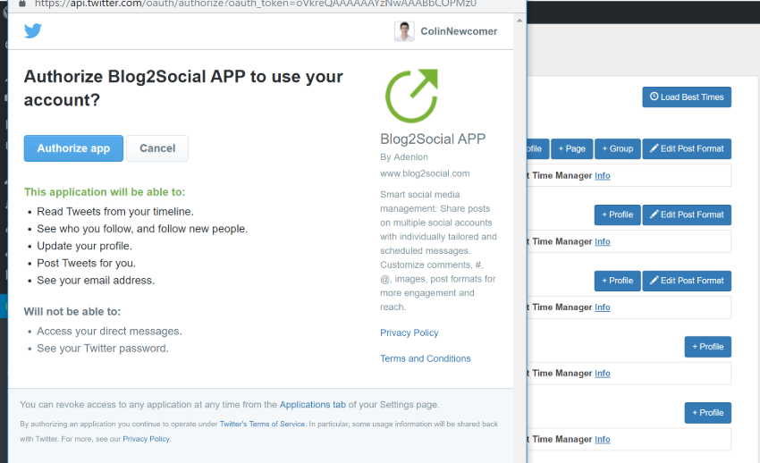 Twitter auth process