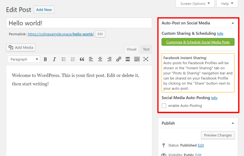 Review of Blog2Social meta box