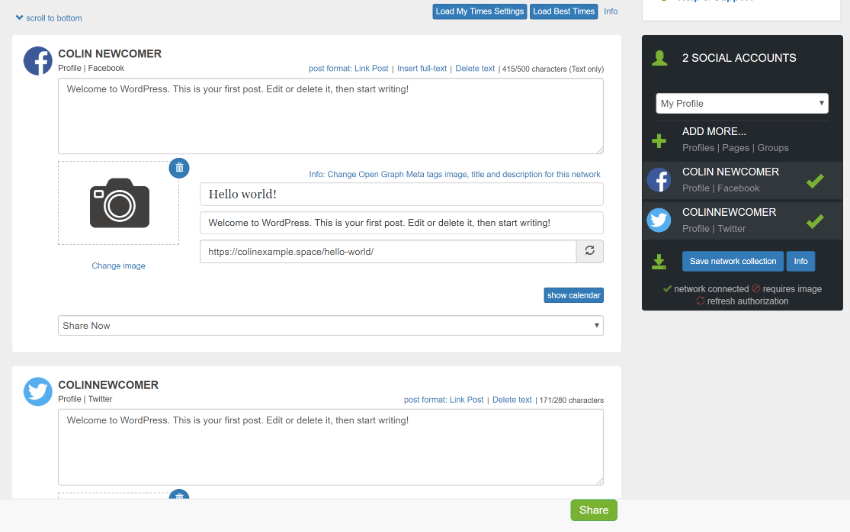 Review posts to be share on Blog2Social