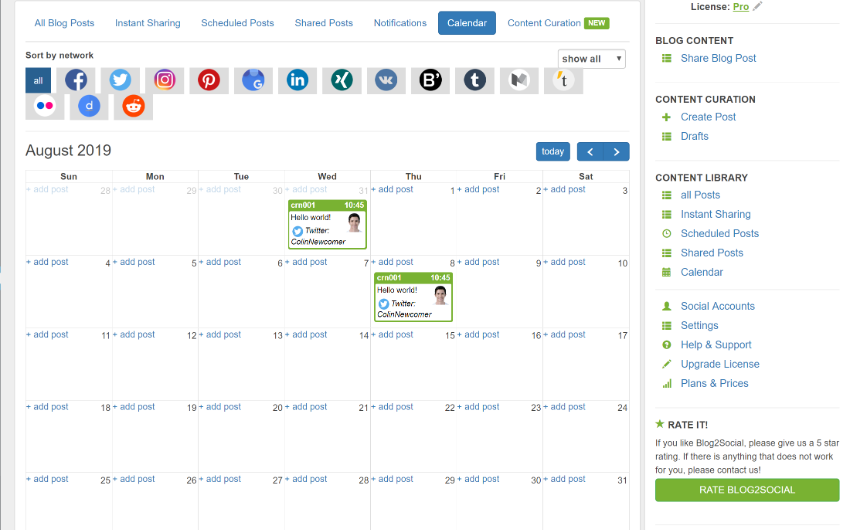 Social media calendar
