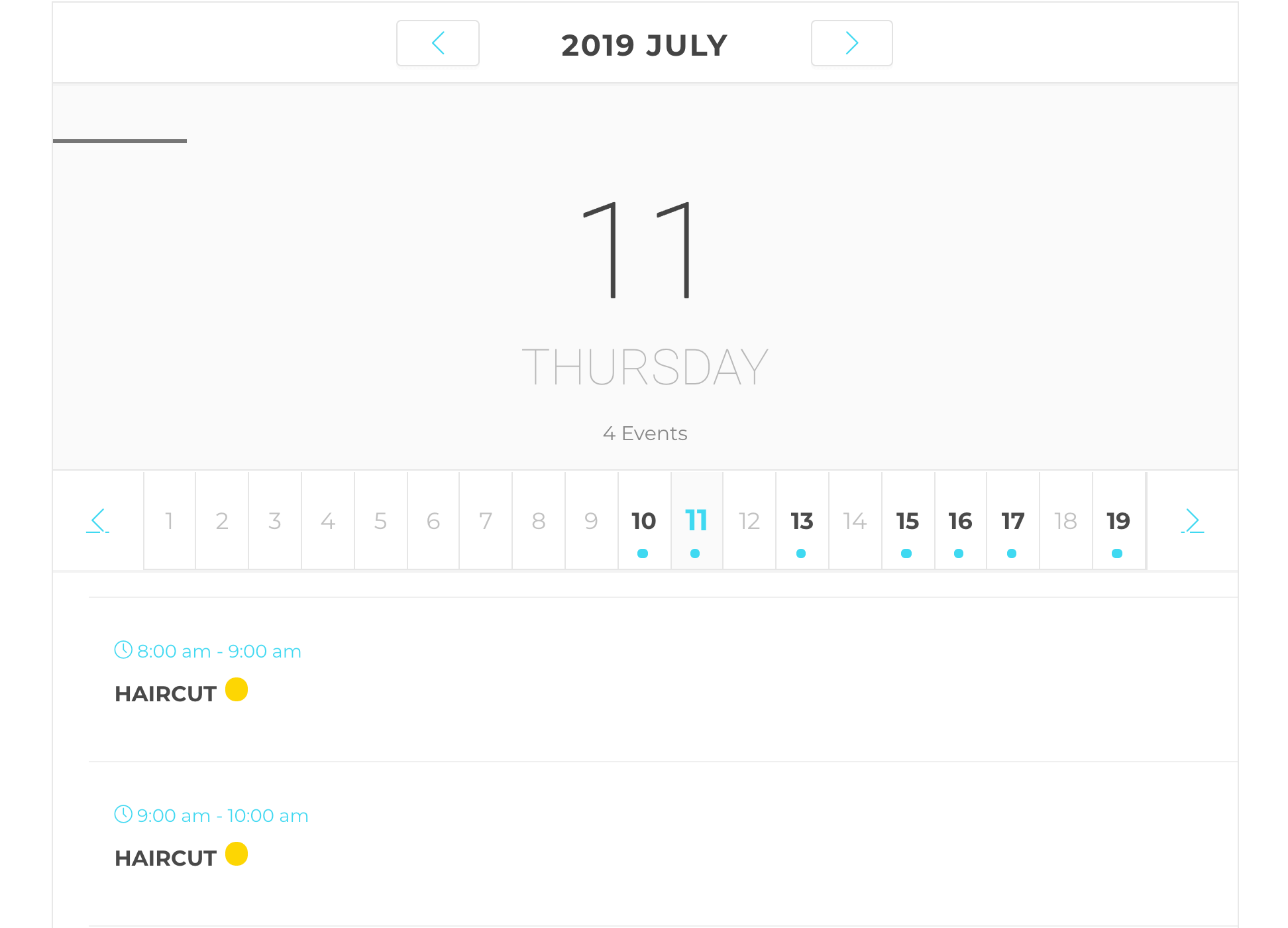 The Modern Events Calendar Daily View skin.