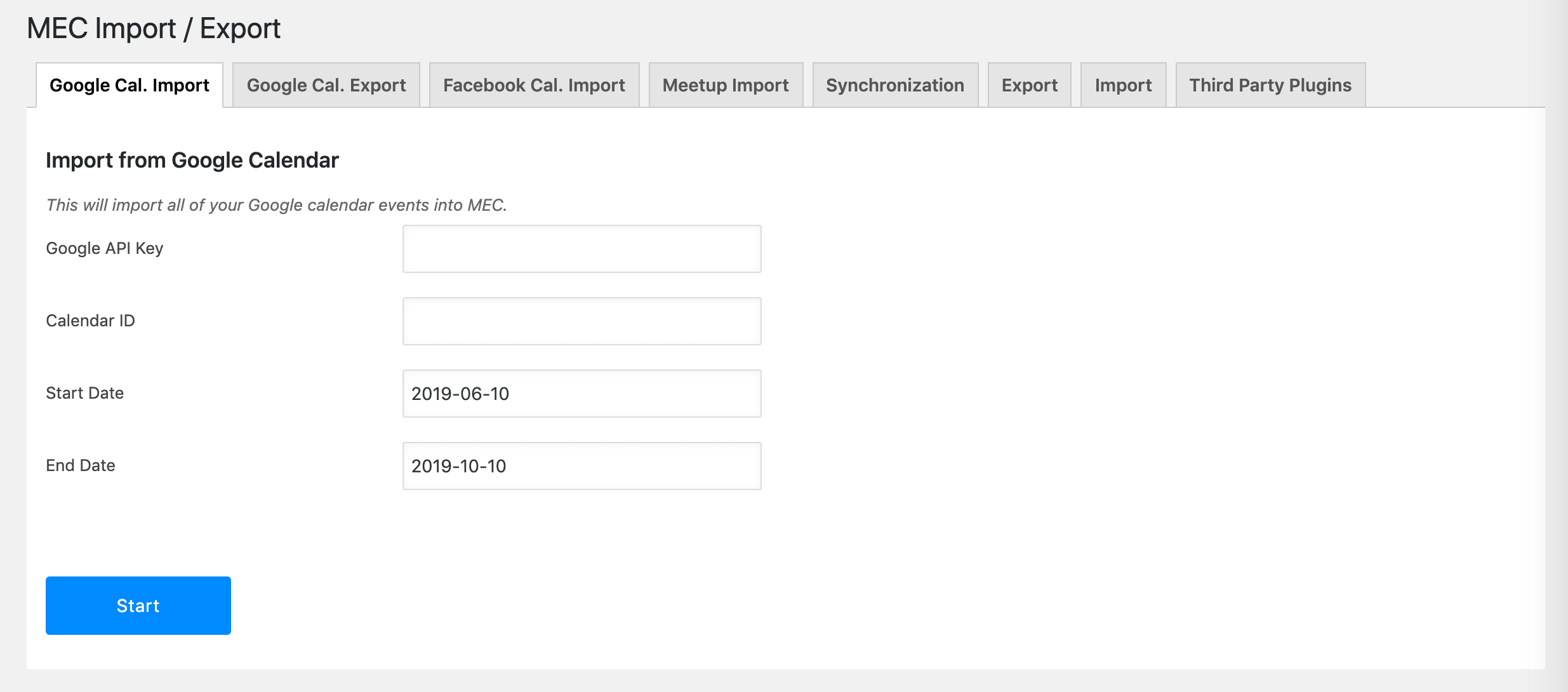 The Import/Export tool for Modern Events Calendar.